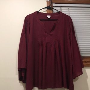 Women’s Burgandy long sleeve blouse